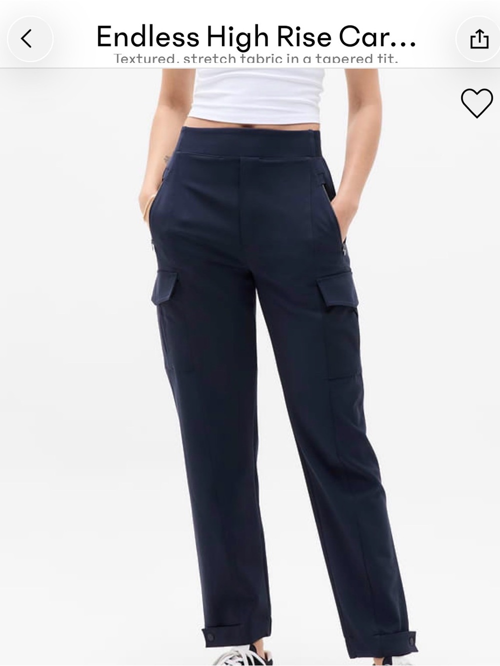 Athleta High-Rise Cargo Pants in Navy, Size 4